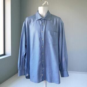 Peter Millar Button Down X Large Long Sleeve Blue And White Collared Shirt